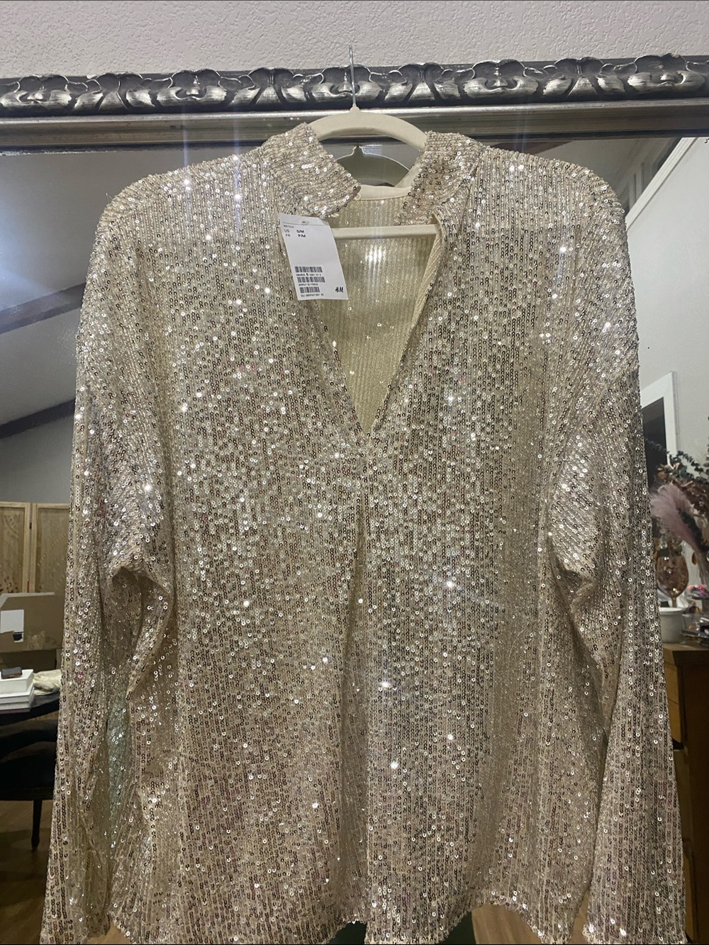 H&M Champagne Sequin Blazer Jacket
